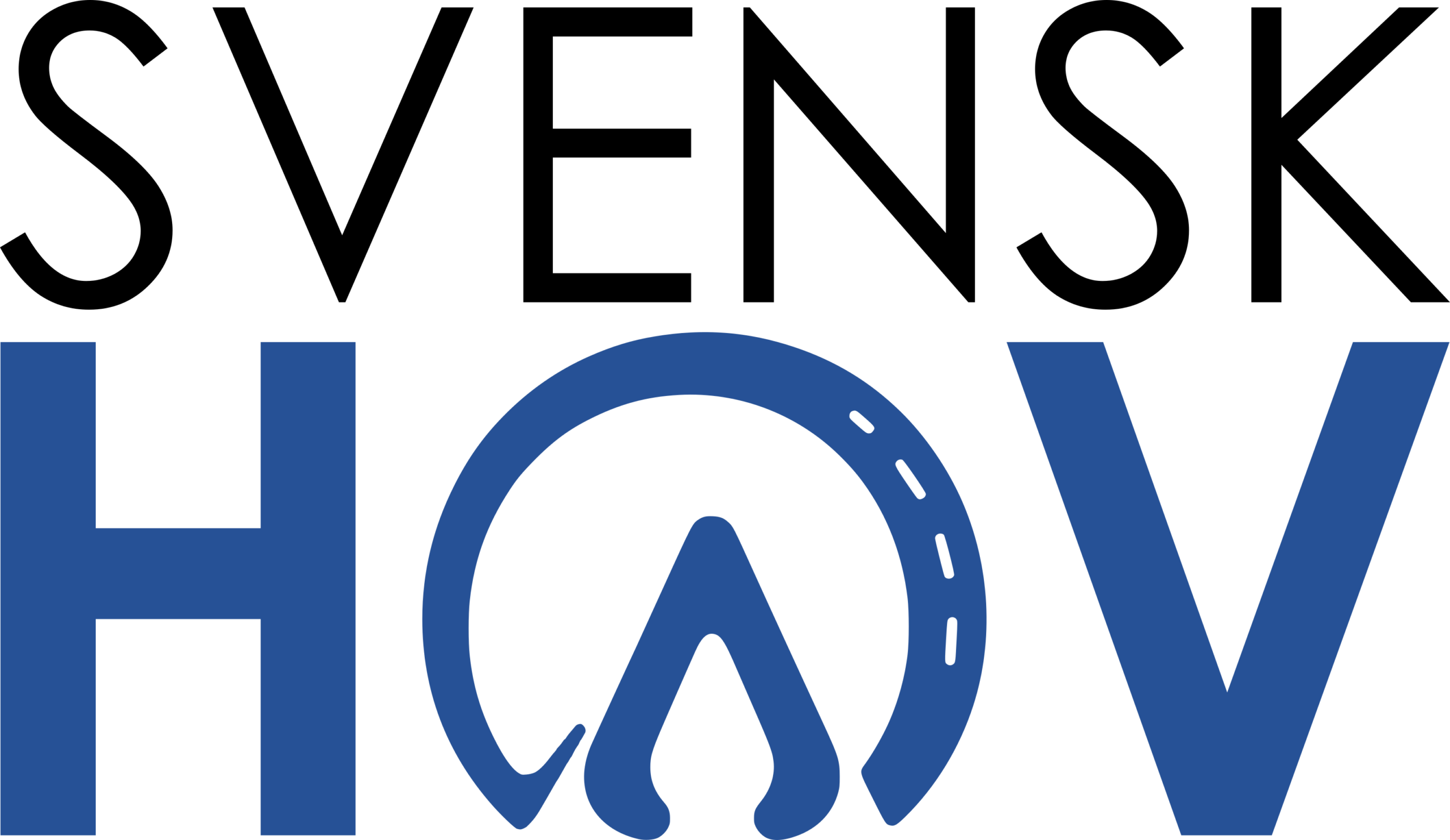 Svensk Hovs logga. O:et är en stiliserad hov, med hovvägg på ena hälften och en sko på andra hälften. 